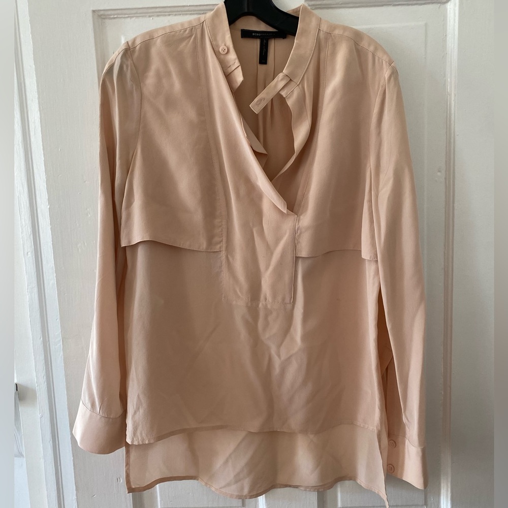 BCBG Maxazria 100% silk blouse, pink, XS